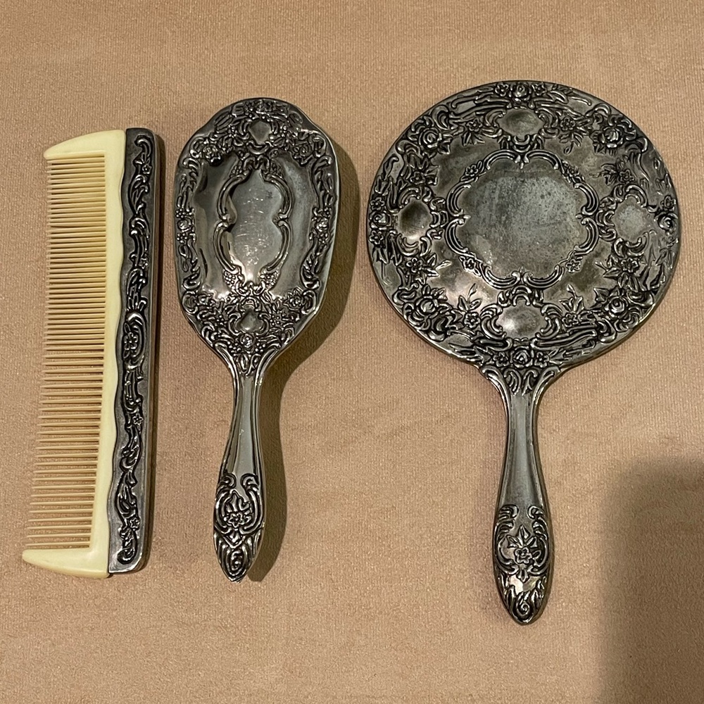 Vintage Silver Vanity Mirror Set